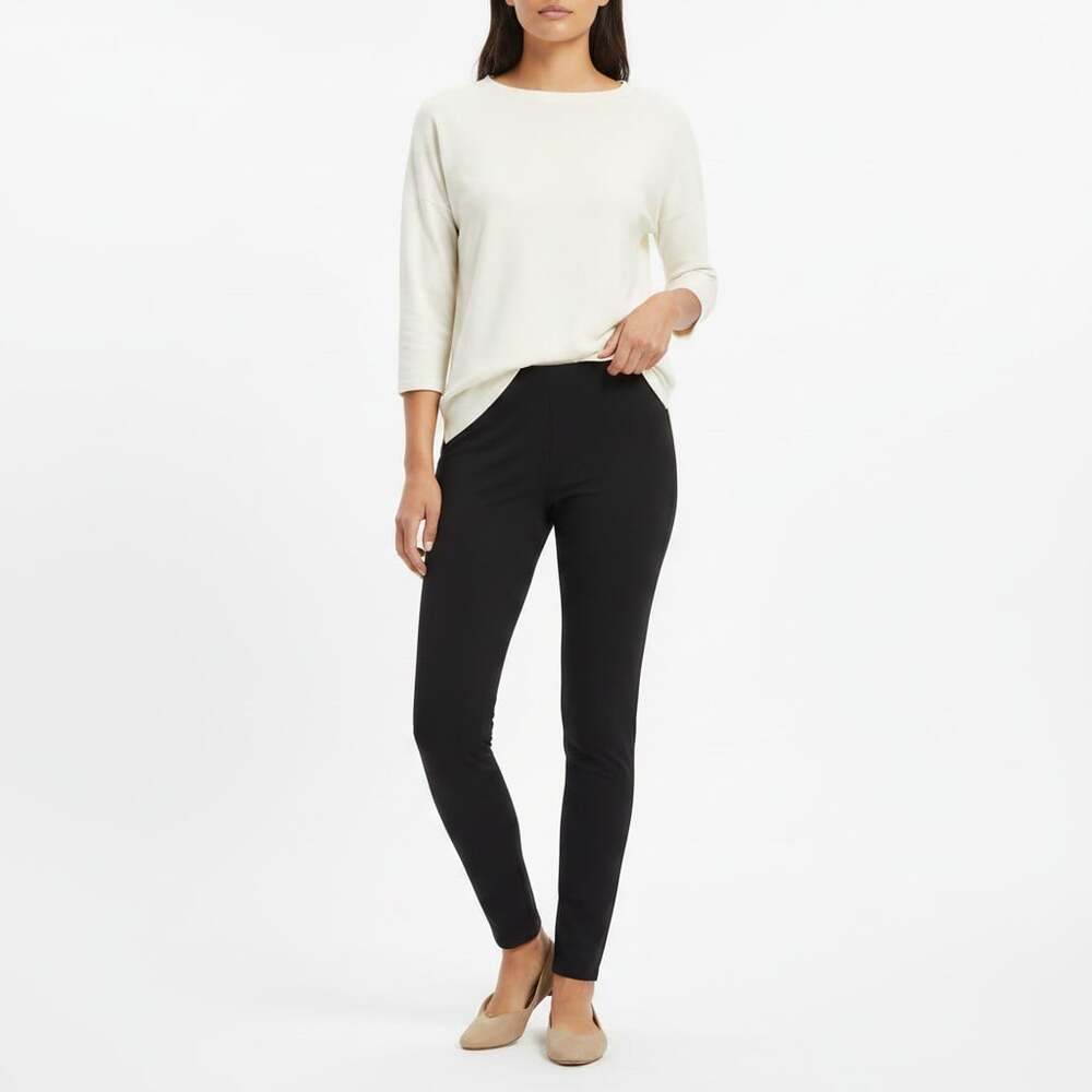 Eileen Fisher Women’s Black Stretch Leggings Small Viscose Spandex Pull-On USA